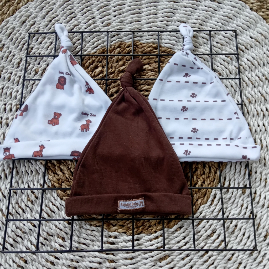 Kupluk Bayi Baru Lahir 3 Pcs Topi Bayi Kuncung Usia0-3 Bulan Laki-Laki Perempuan Jaya Baby&amp;Kids
