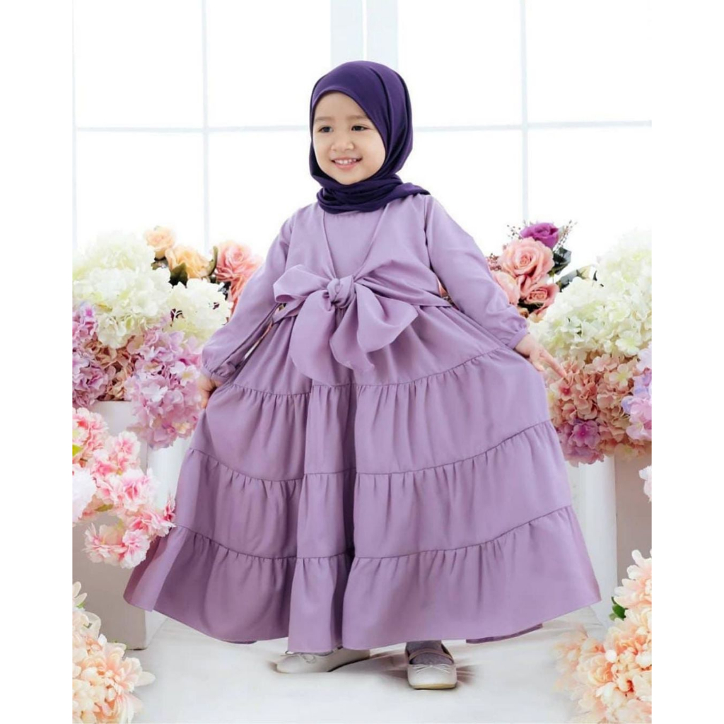 Baju Anak Perempuan ZEETA KIDS DRESS BO Bahan TOYOBO M L XL dan XXL Baju Gamis Anak Perempuan Usia 4