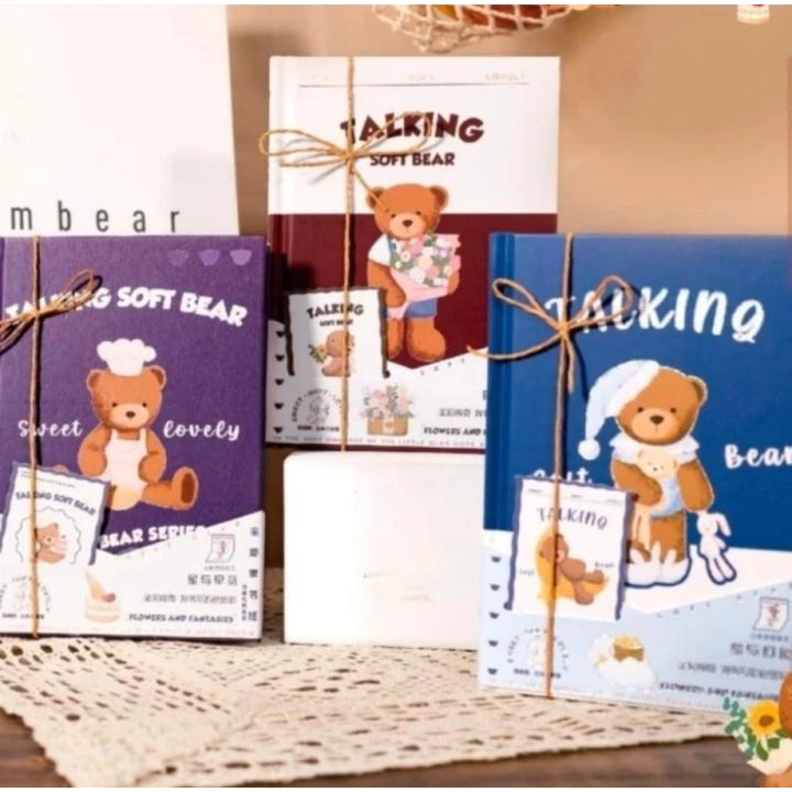

Notebook Talking Soft Bear Buku Tulis Catatan Harian Kekinian Bergaris