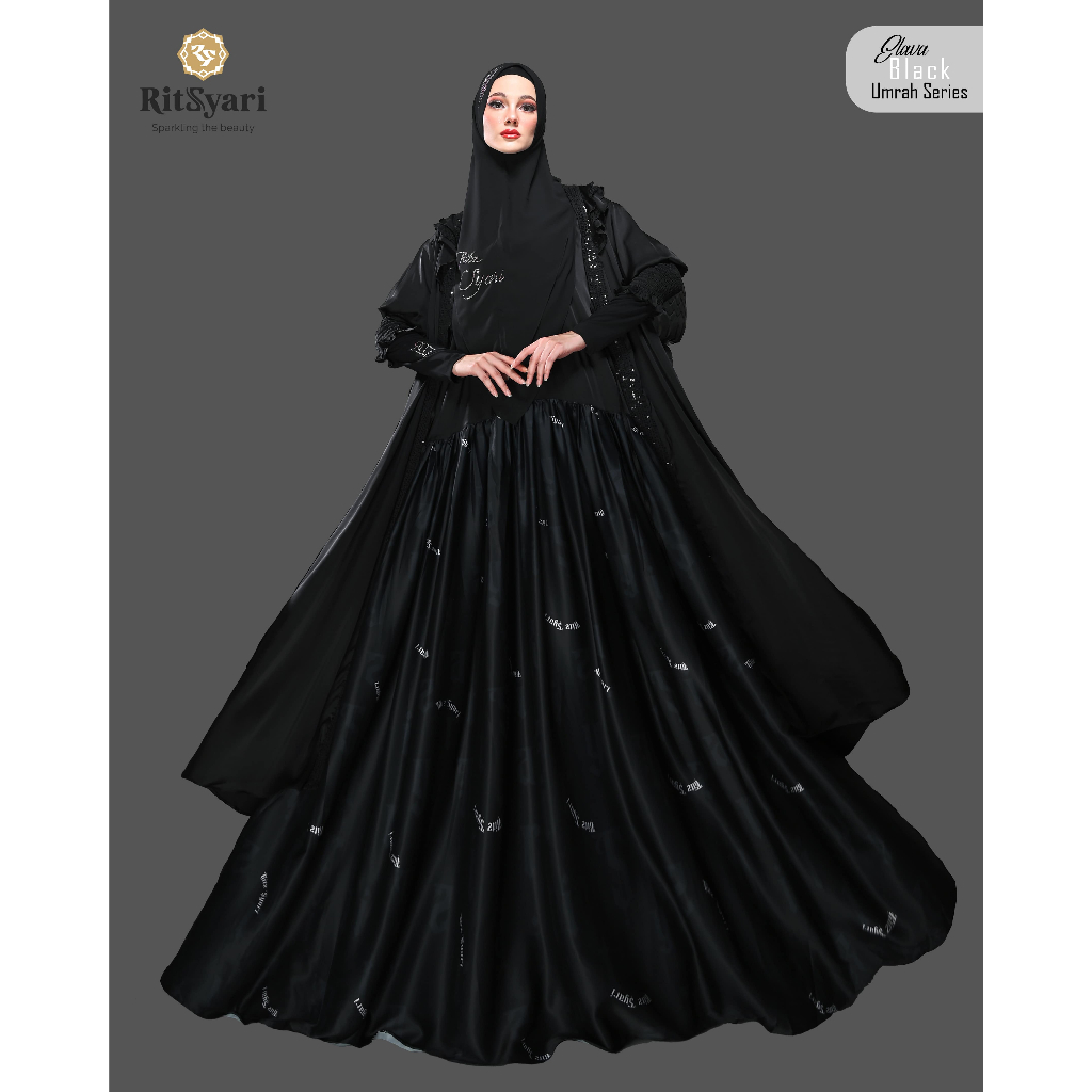 RITZ SYARI - SET UMRAH SERIES ELAVA HITAM PREMIUM (FREE HAND SOCK + NIQAB)