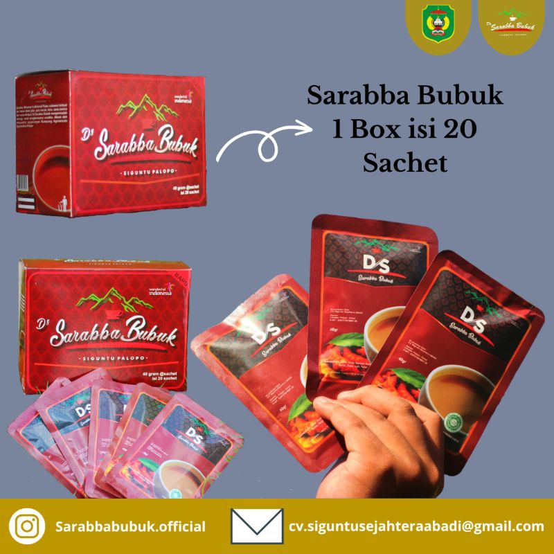 

Sarabba Bubuk Palopo - Minuman Tradisional Khas Sulawesi.1 box isi 20 sachet