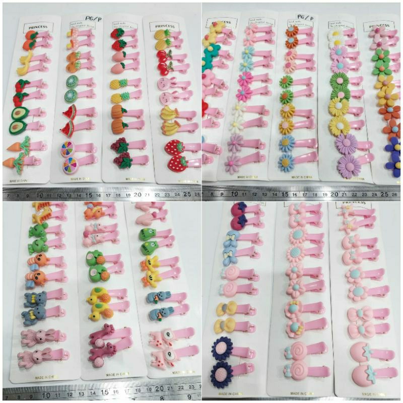 10pcs Jepit Bebek Anak Aneka Karakter Plastik Aksesoris Rambut Grosir