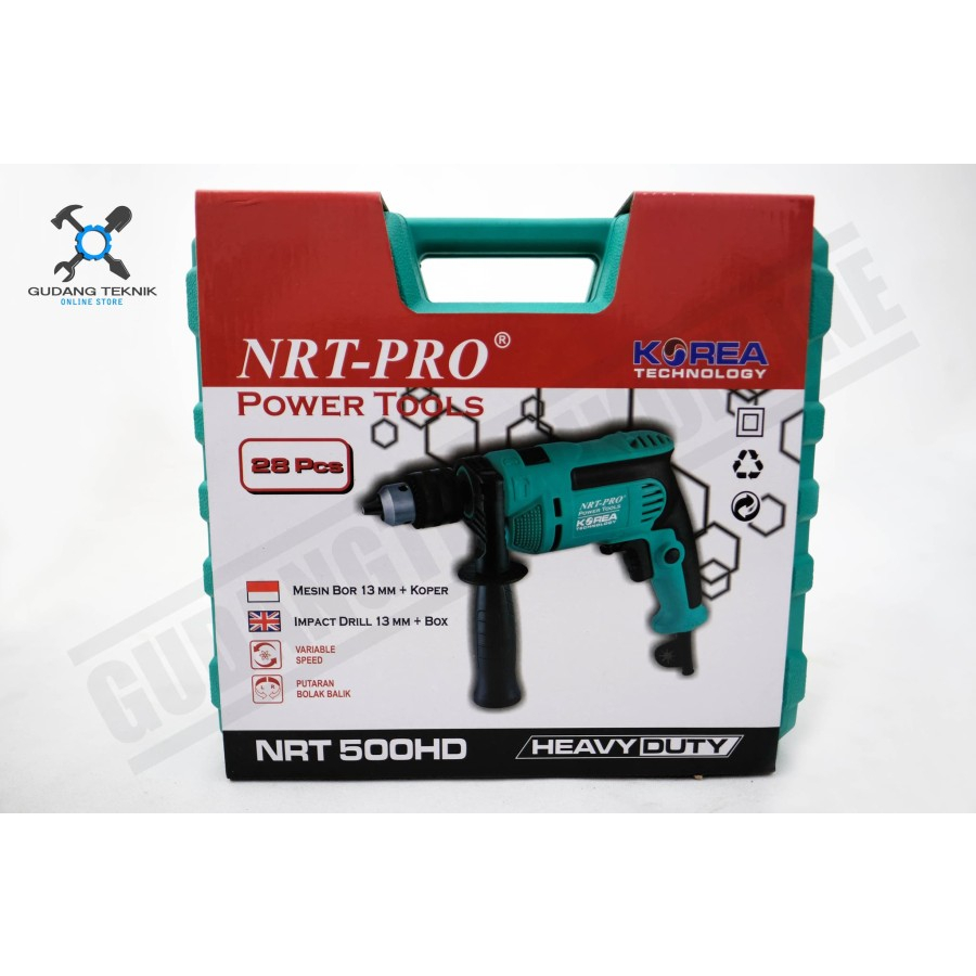 MESIN BOR NRT PRO 500HD / Impact Drill Listrik NRT Bor Tembok 13mm NRT 500 HD 13 Mm - Mesin Bor Tang
