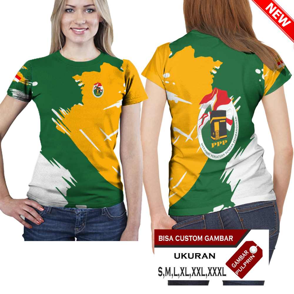Jual Baju Kaos Wanita PPP Partai Persatuan Pembangunan Pilpres Pemilu 2024 Fullprint