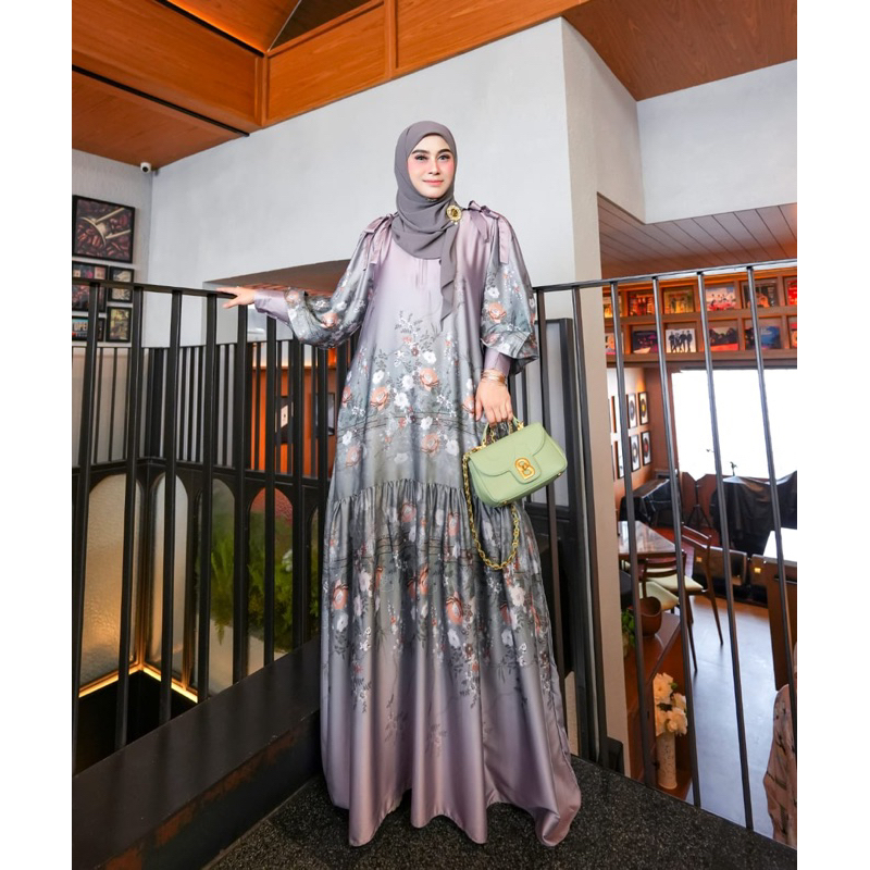 Safa Dress | dress silk | gamis silk murah | dress motif printing
