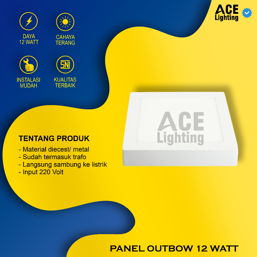 Lampu Downlight plafon outbow 12 watt lampu panel led kotak outbow 12w