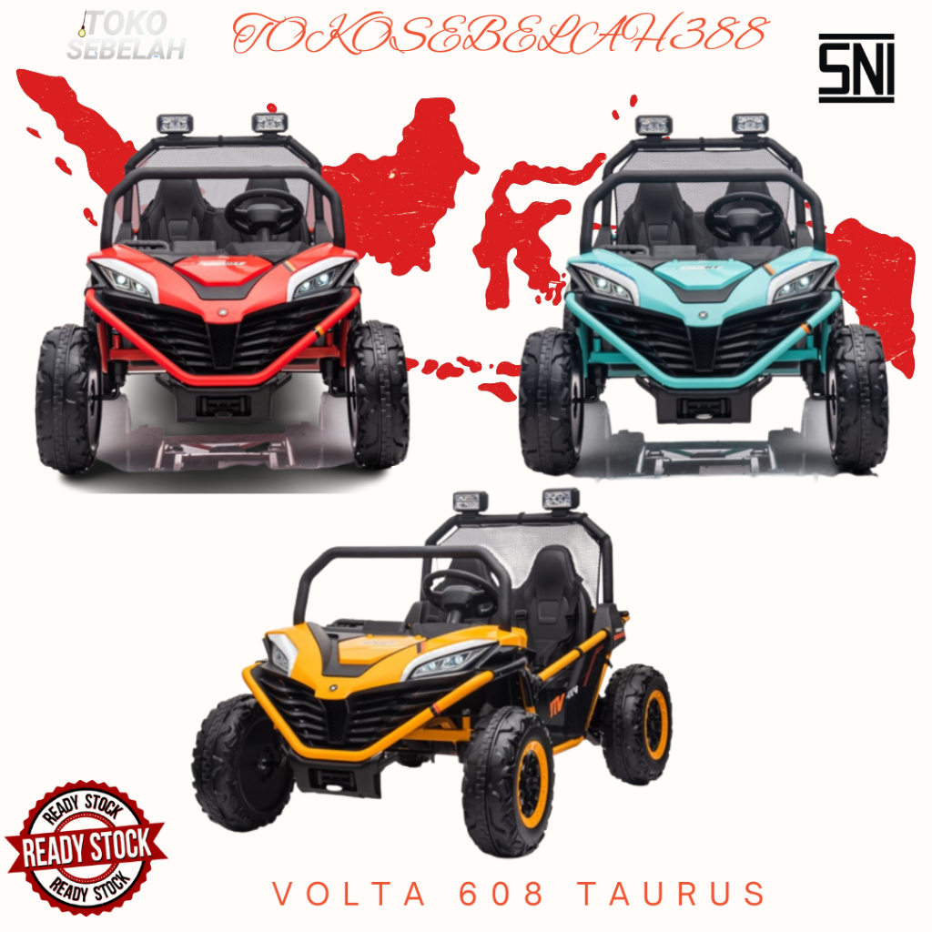 Mainan Anak Mobil Aki JEEP YUKITA 608 TAURUS - MERAH - Kuning