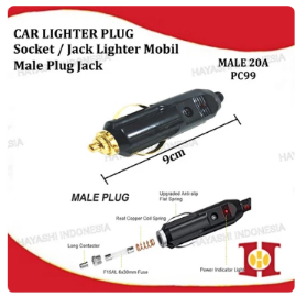 Plug Jack Car PC099 20A Lighter Soket Colokan Mobil Male LED Fuse