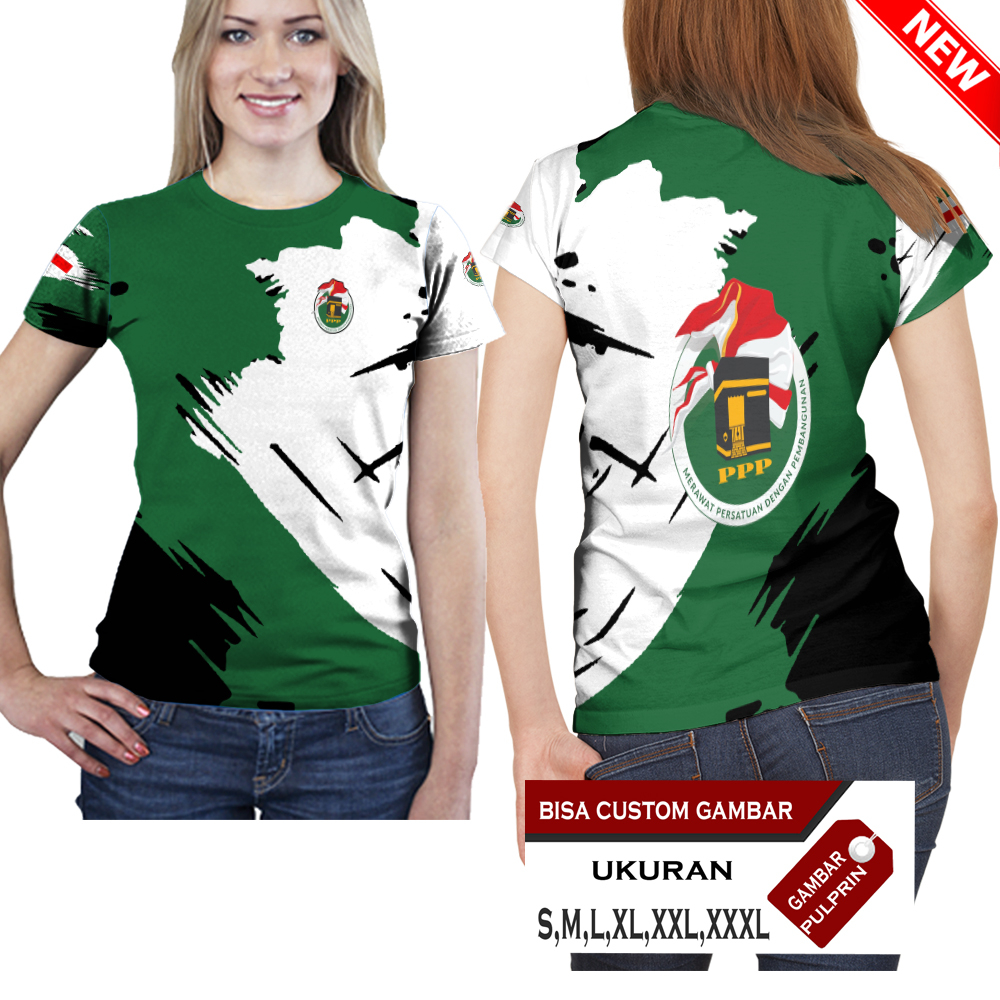 Jual Baju Kaos Wanita PPP Partai Persatuan Pembangunan Pilpres Pemilu 2024 Fullprint