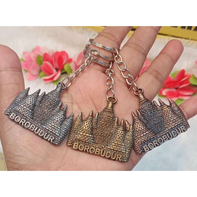 12pcs gantungan kunci ciri khas candi borobudur, sovenir khas jogja, oleh2  khas indonesia