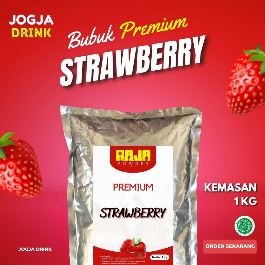 

Bubuk Minuman Rasa Buah Strawberry Powder Strawberry Kemasan 1 Kg / 1000 gram PREMIUM Terbaik
