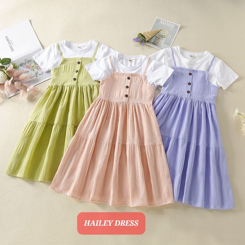BAJUKIDDIE HAILEY DRESS  BAJU CASUAL FASHION KOREA ANAK TANGGUNG CEWEK DAILY IMPORT