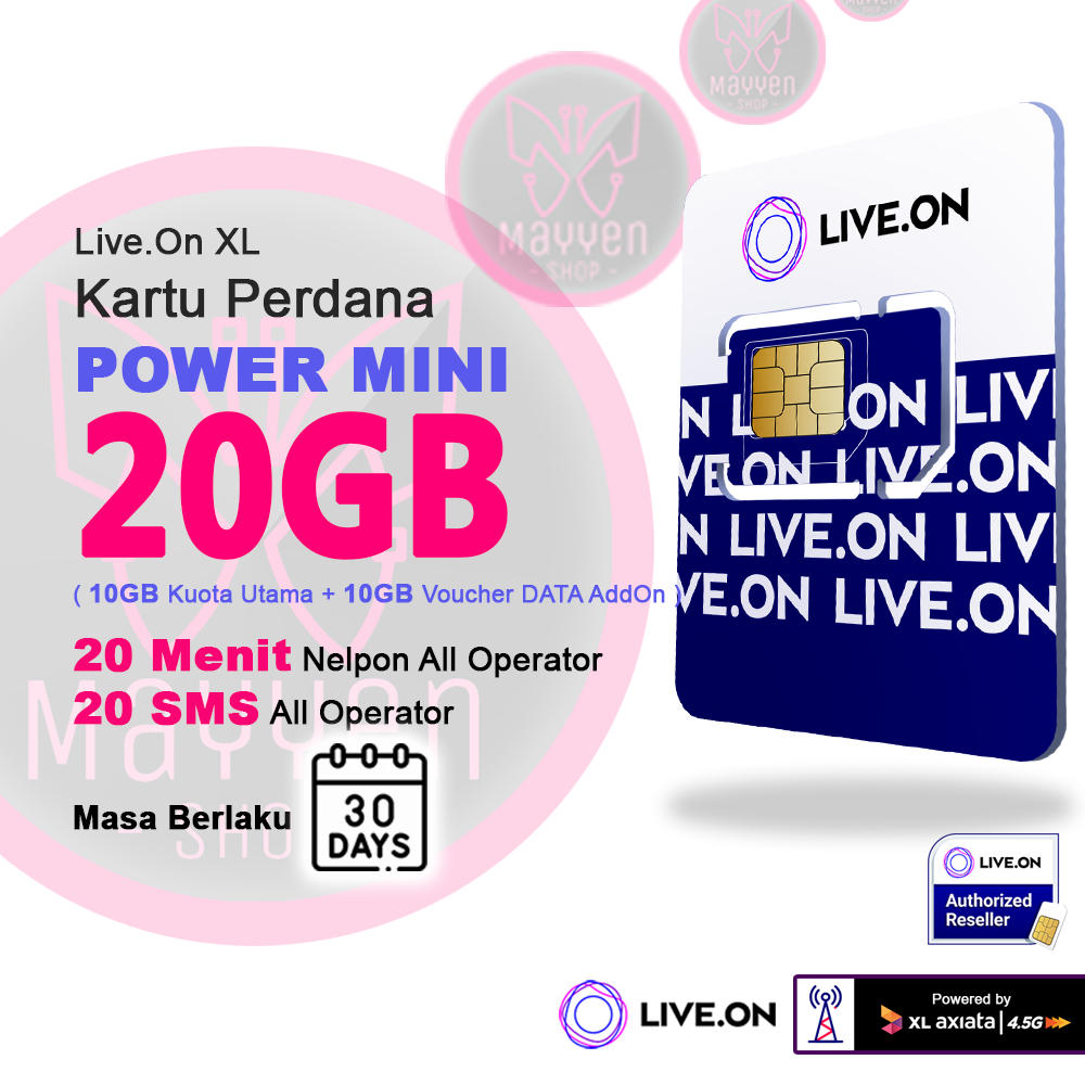 111GB 101GB 18GB 13GB 8GB Kartu Perdana LiveOn Live.On Kuota Internet Murah XL AXIATA - Live On Powe