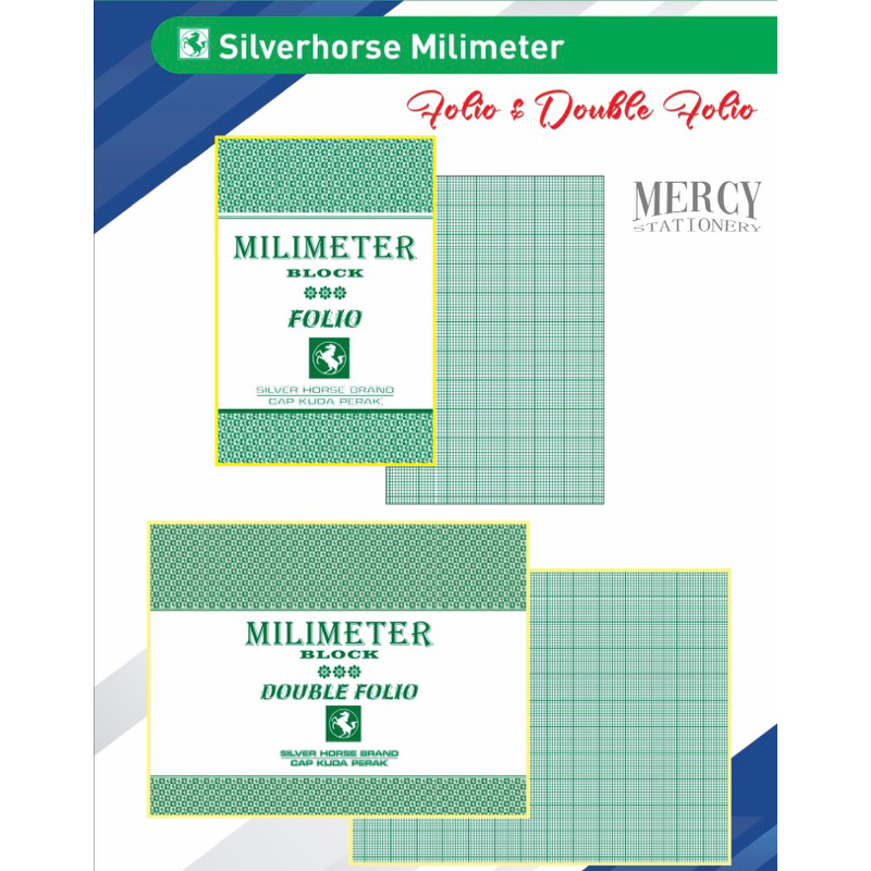 Buku Milimeter Block SH Folio 25 Double Folio Graph Paper Graphing Square Grid Silverhorse