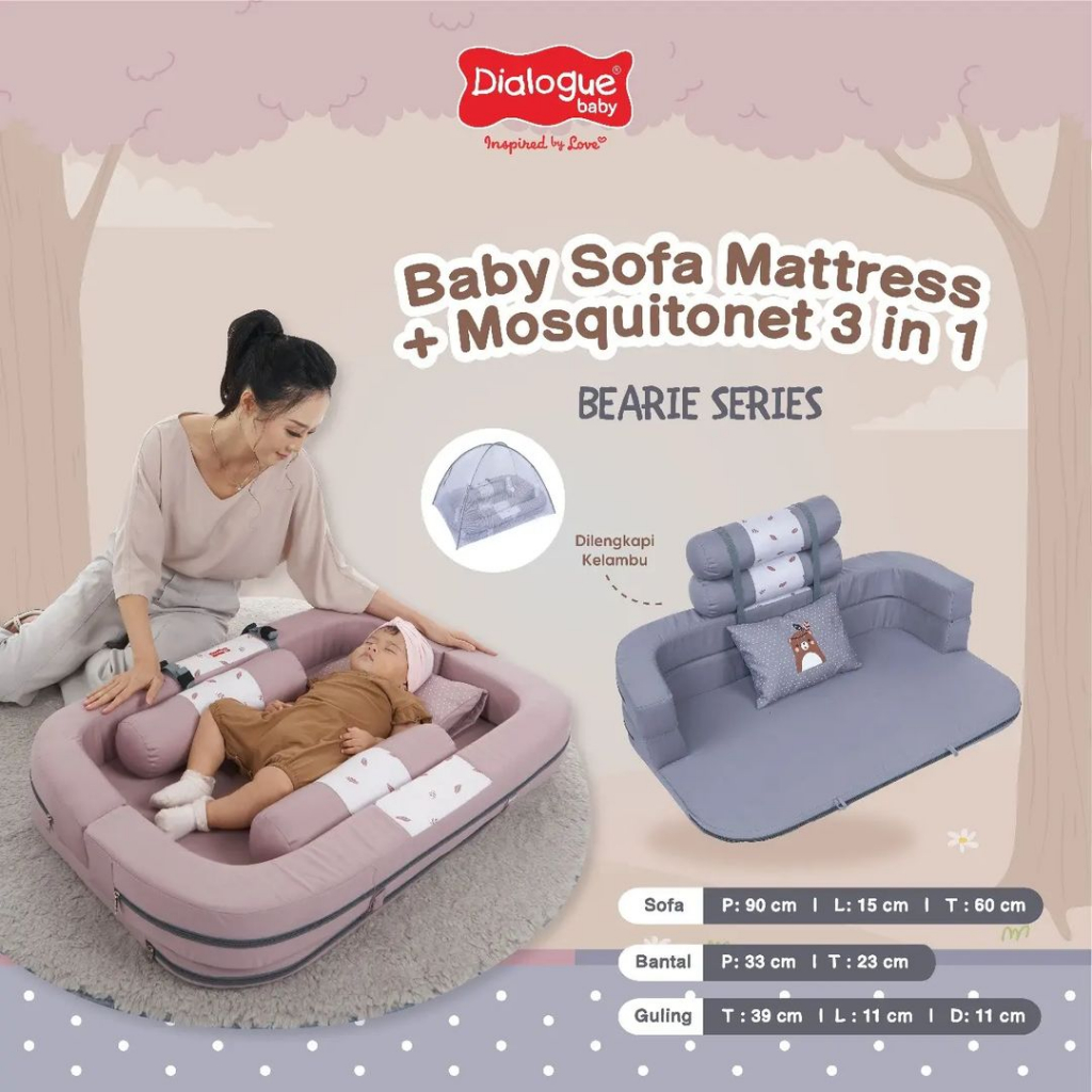 Dialogue Kasur 3in1 Baby Sofa Matras + Kelambu Bearie Series DGK9306 / Kasur Bayi