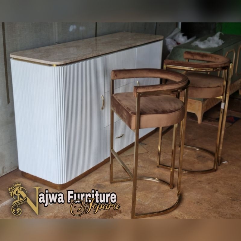 MEJA BAR MEJA CAFE KURSI BAR KURSI STAINLESS KURSI MINIMALIS TABLE CAFE MARMER