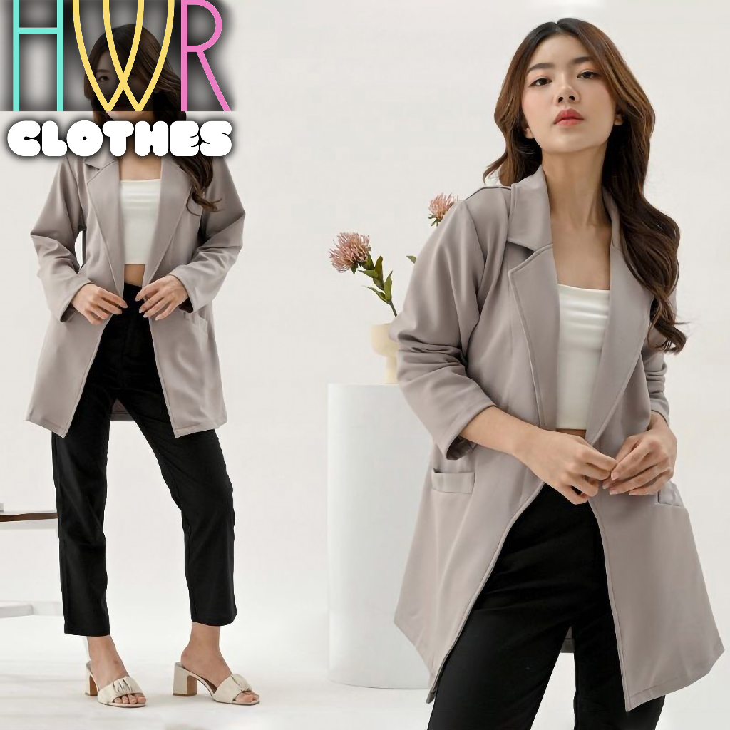 Blazer Wanita Blezer Scuba Jumbo, Baju Scuba Kekinian Gaya Korean Style, Atasan Rompi Cocok Kerja Ka