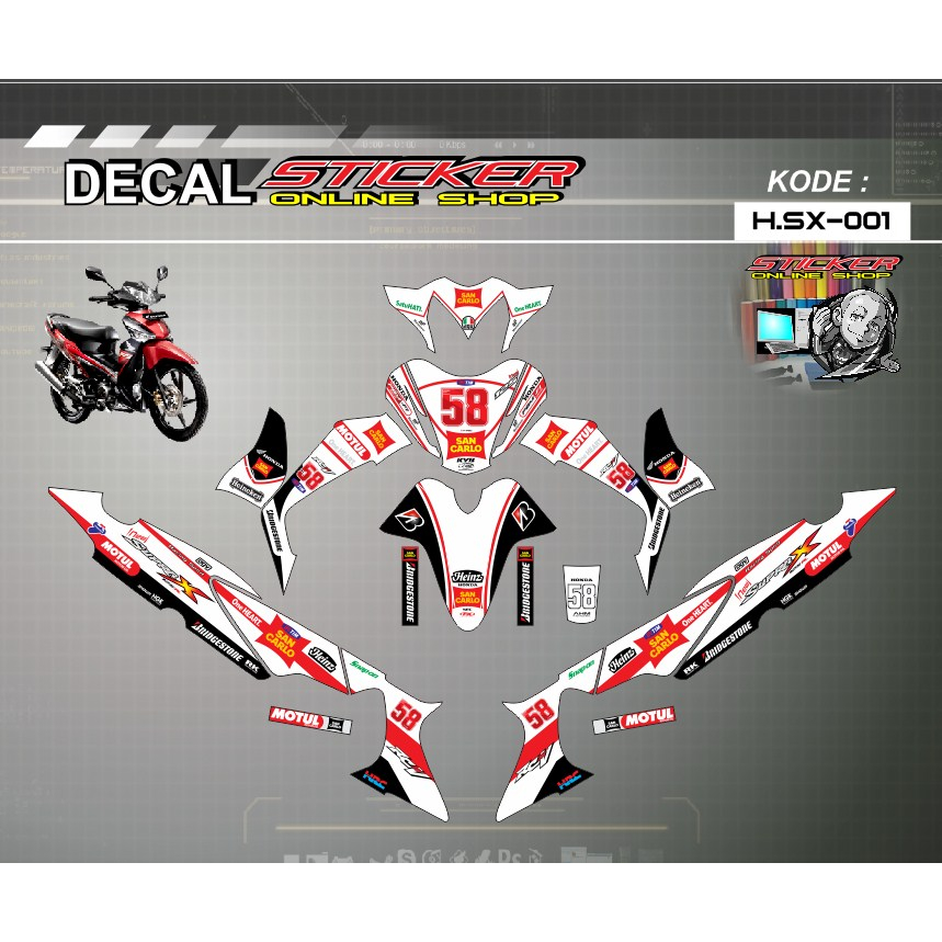 Decal Stiker Sticker Variasi Full Body Motor Supra X 125