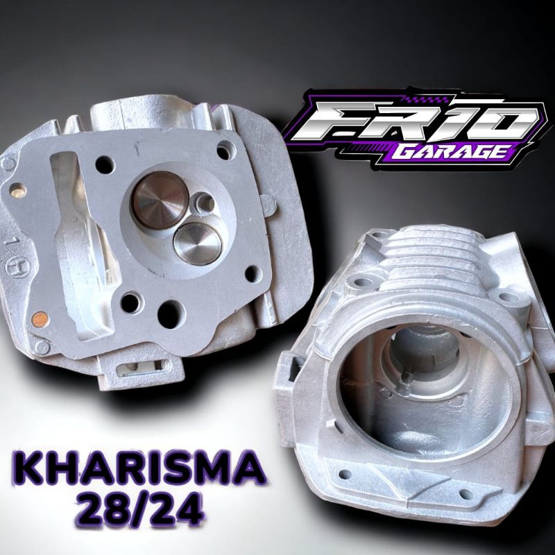 HEAD KHARISMA SUPRA 125 KPH KLEP 28 24 BATANG 5 MM RUBAH SUDUT KLEP RACING