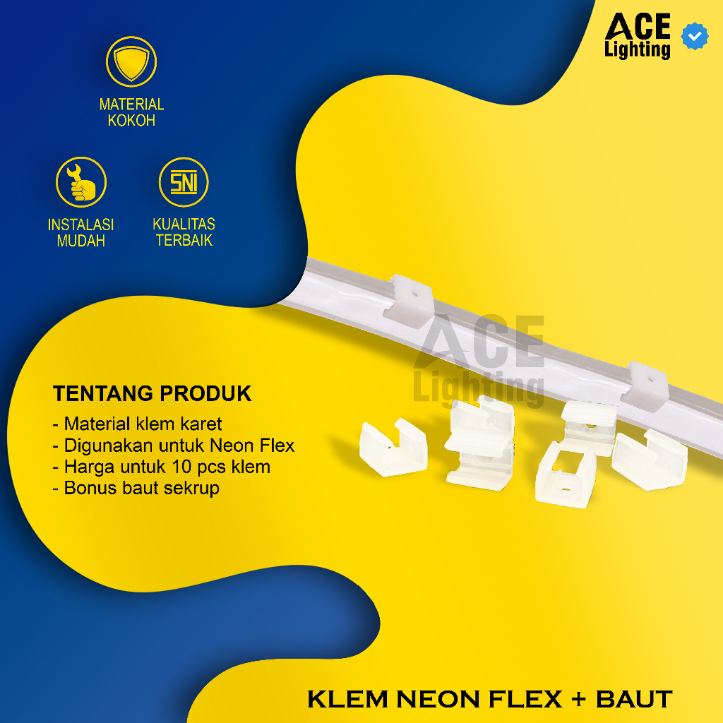 Klem Neon Flex bracket dudukan lampu neon flex 220 V + bonus sekrup