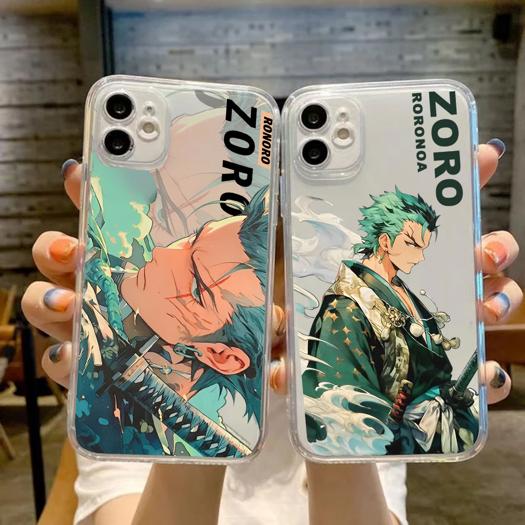 #1537  Case Clear Bening Protec Camera ZORO RORONOA ANIME for iphone 11 pro max 12 pro max 13 pro ma