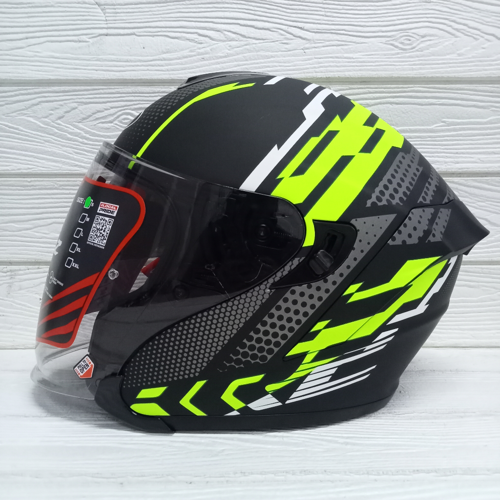 NJS Kairoz Motif Matrix Black Yellow Doff Half Face NJS