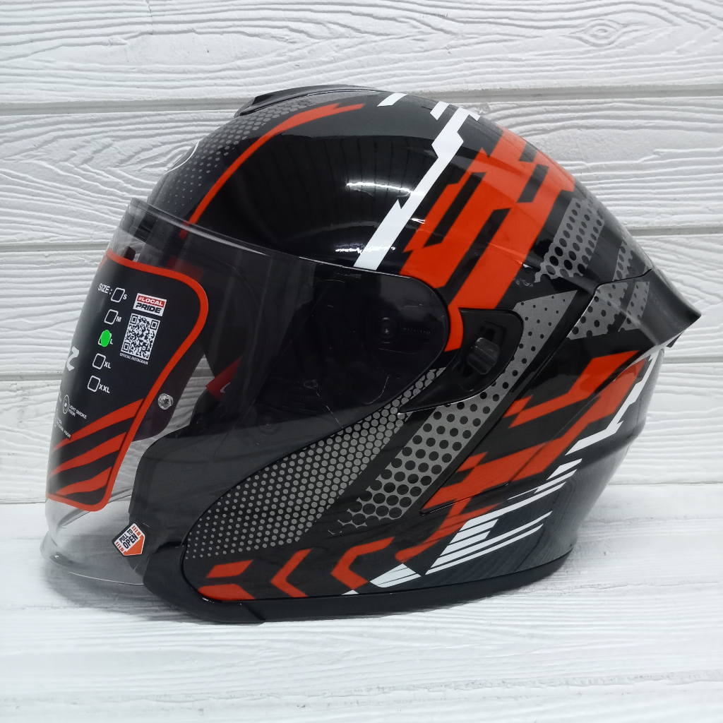 NJS Kairoz Motif Matrix Black Red Glosy Half Face Njs