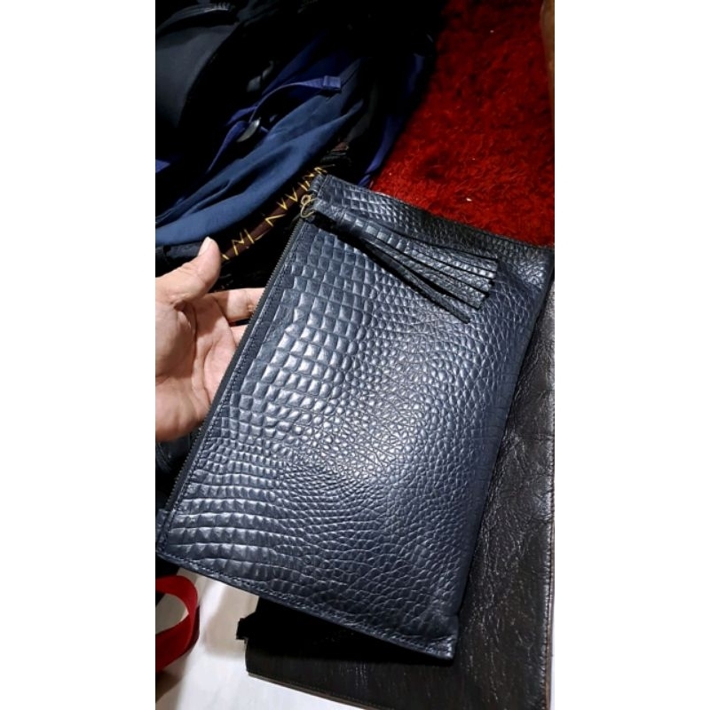 Clutch Bag Kulit Asli Motif Croco