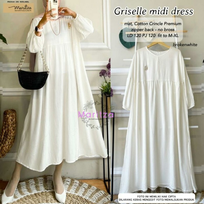 Griselle Wilda Midi Dress Crinkle Airflow Premium / Gamis Wanita Crinkle Jumbo