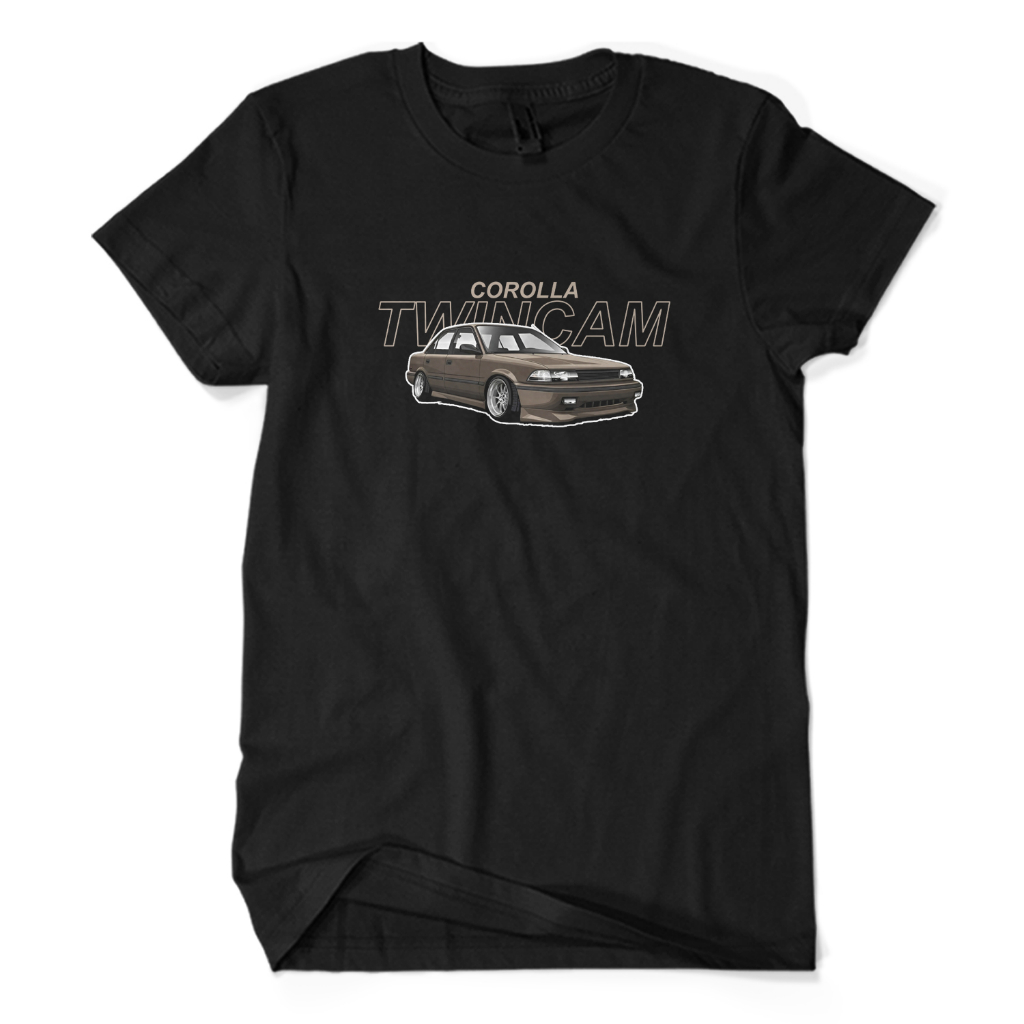 Kaos Pria Premium TOYOTA COROLLA TWINCAM - Baju Hobi Komunitas Otomotif Mobil JDM Unisex Dewasa