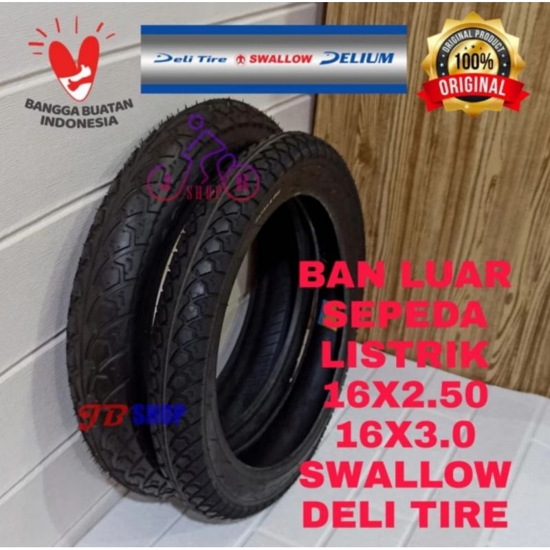 BAN LUAR SEPEDA 16 X 2.50 2.40 3.0 3.00 SWALLOW DELI TIRE SEPEDA LISTRIK FAT BIKE BMX DLL 240 250 30