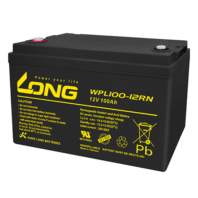 Aki Baterai Long WPL100-12RN Premium 12V 100Ah WPL 100-12RN UPS APC VRLA Battery