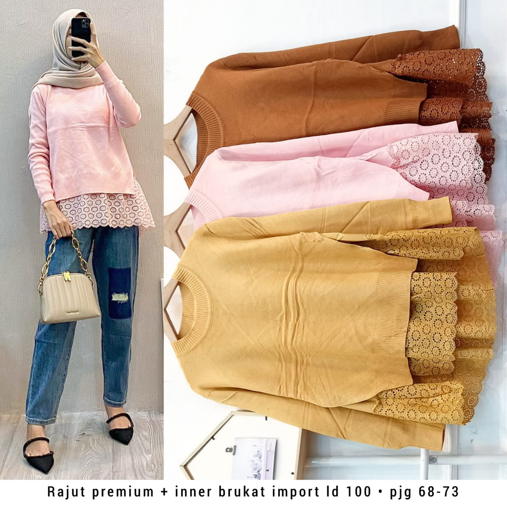 Blus rajut mix renda import