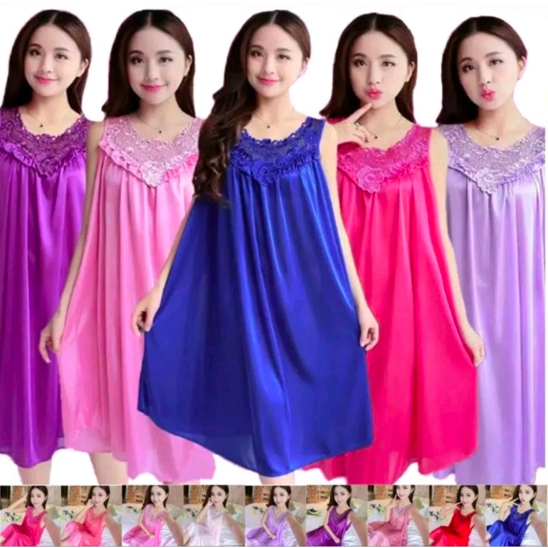 Lingerie Baju Tidur Sexy Bahan Satin | Daster Lingerie Jumbo Halus Lembut