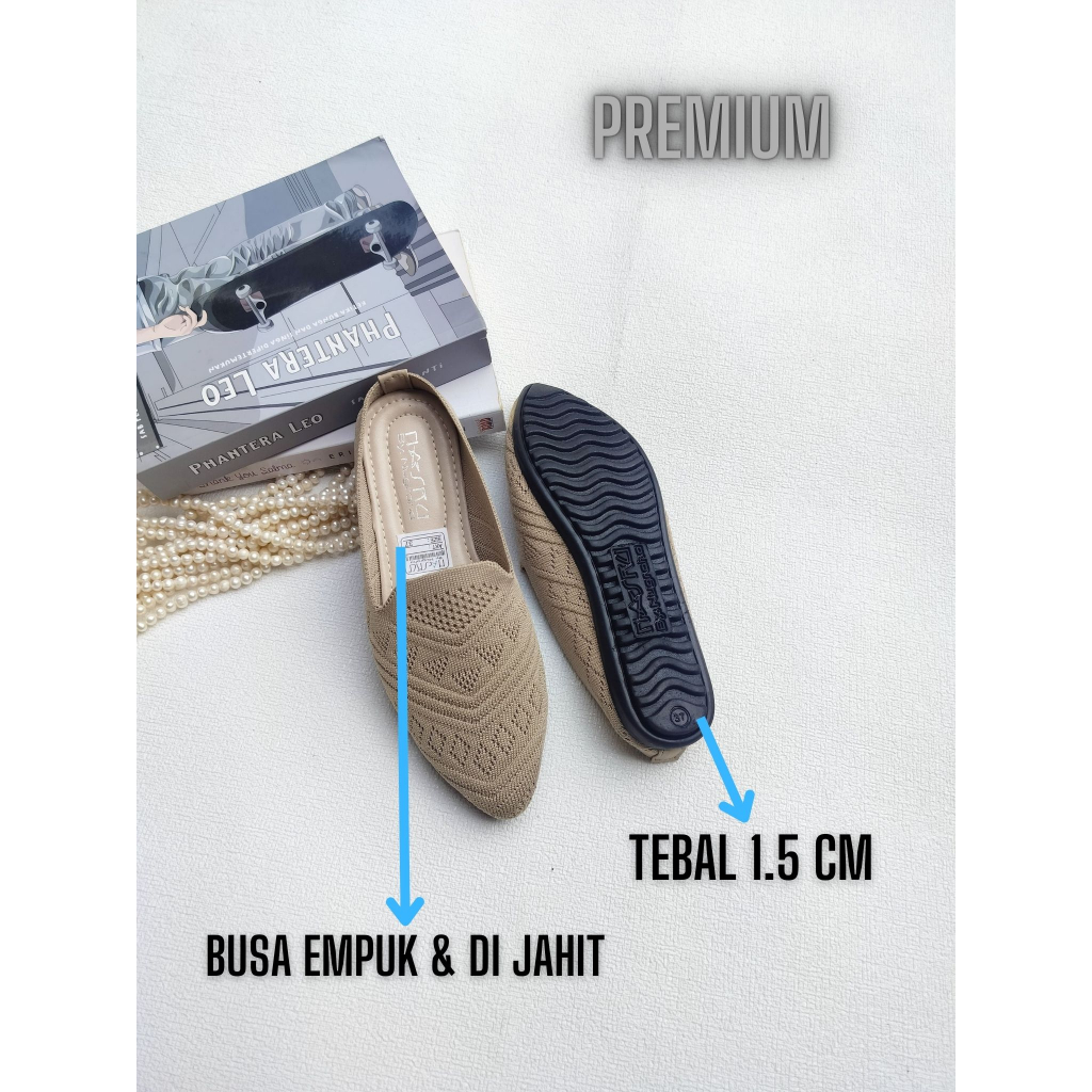 Sepatu Slop Wanita Flat Shoes Rajut Import - N06