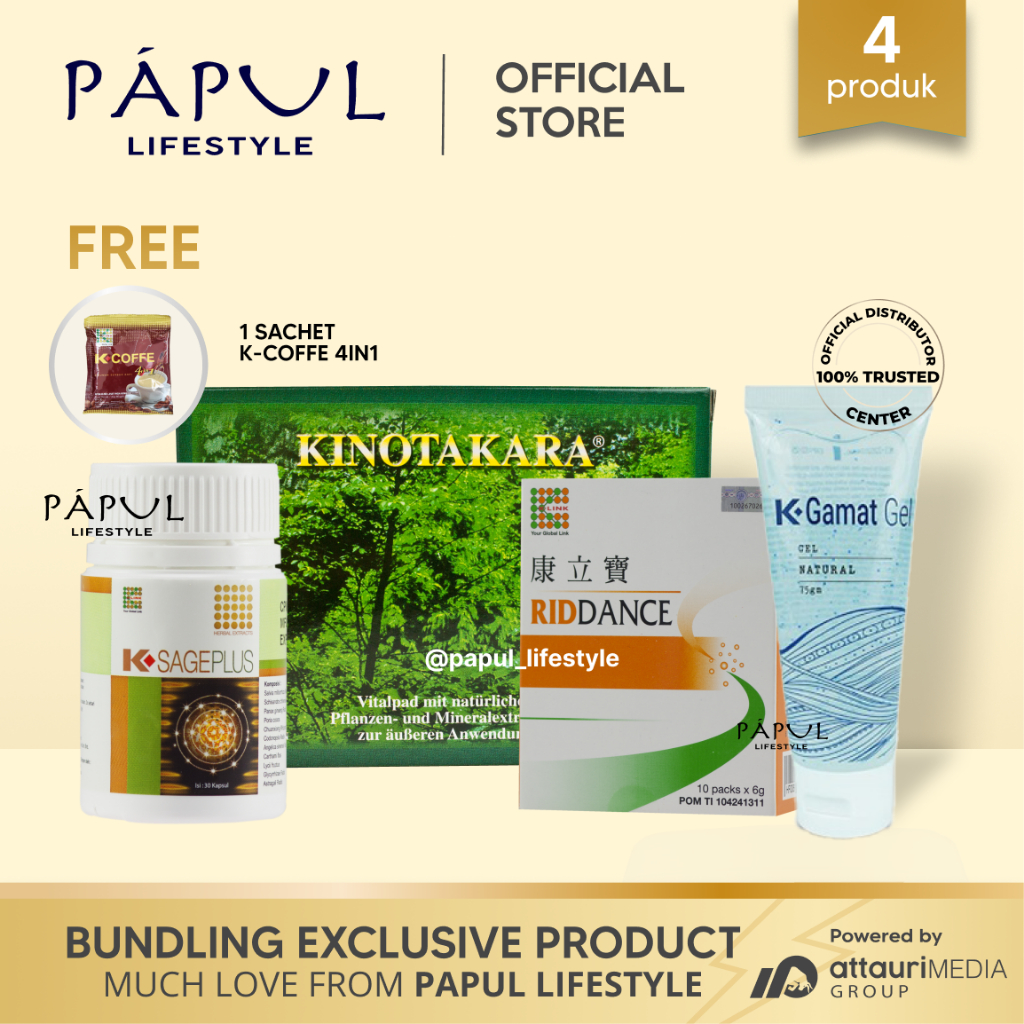 BUNDLING K LINK KINO Kinotakara Gamat Gel Vitagel K-Sage 30 & 60 Kapsul Riddance K Link Exclusive