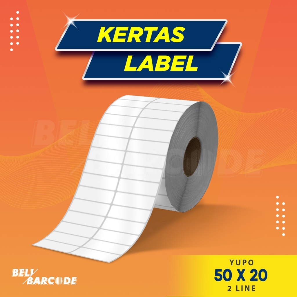 

Stiker Label Yupo 50 x 20 mm 2 Line isi 5000 Pcs 50x20mm Stiker