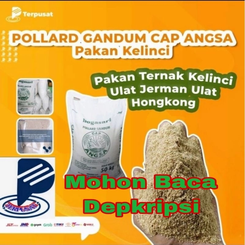 Perkarung/ 50Kg (jahitan pabrik) Pollard Gandum Cap Angsa Makanan Ternak Pakan Ternak Polar