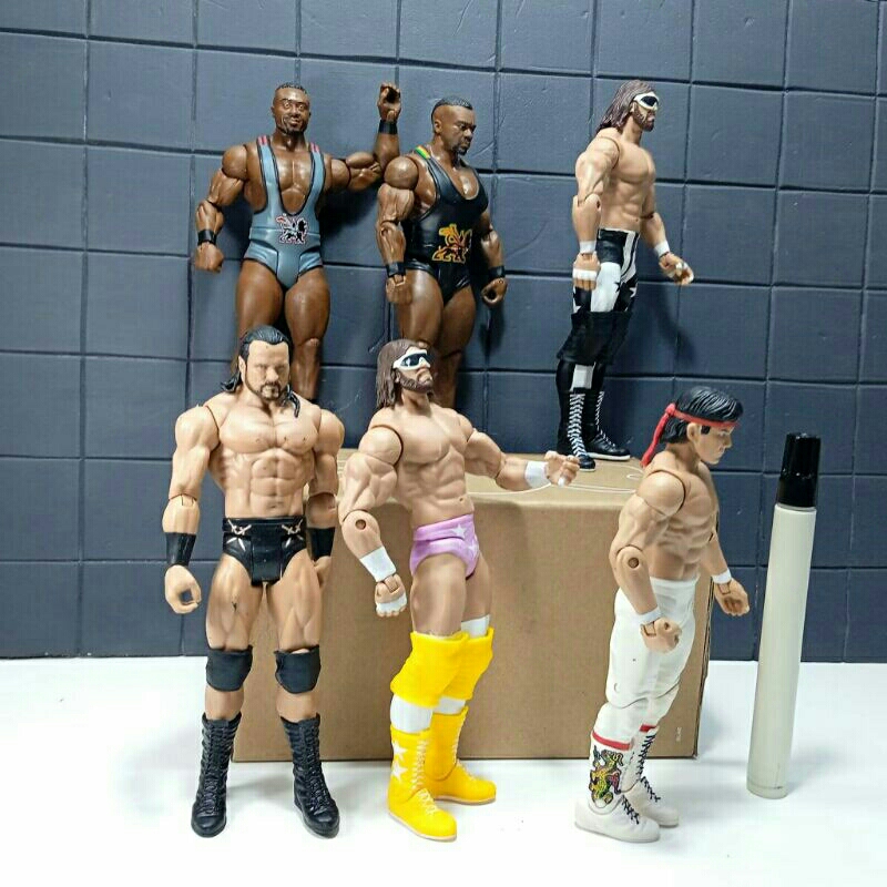 mainan figure wrestlingbasic wwe mattel big e randy savage drew mcintyre ricky steamboattinggi sekit