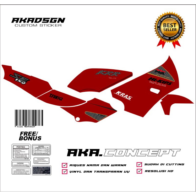 sticker striping kawasaki ninja KRR SSR transparan tanpa fairing bawah