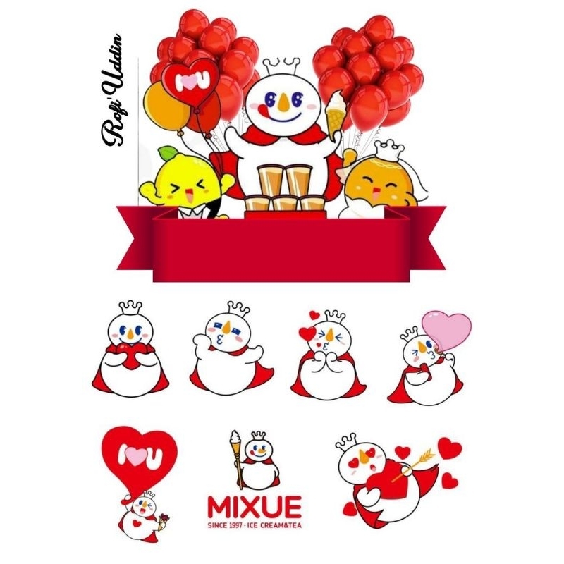 Topper Kue Mixue / Hiasan Kue Ultah Mixue