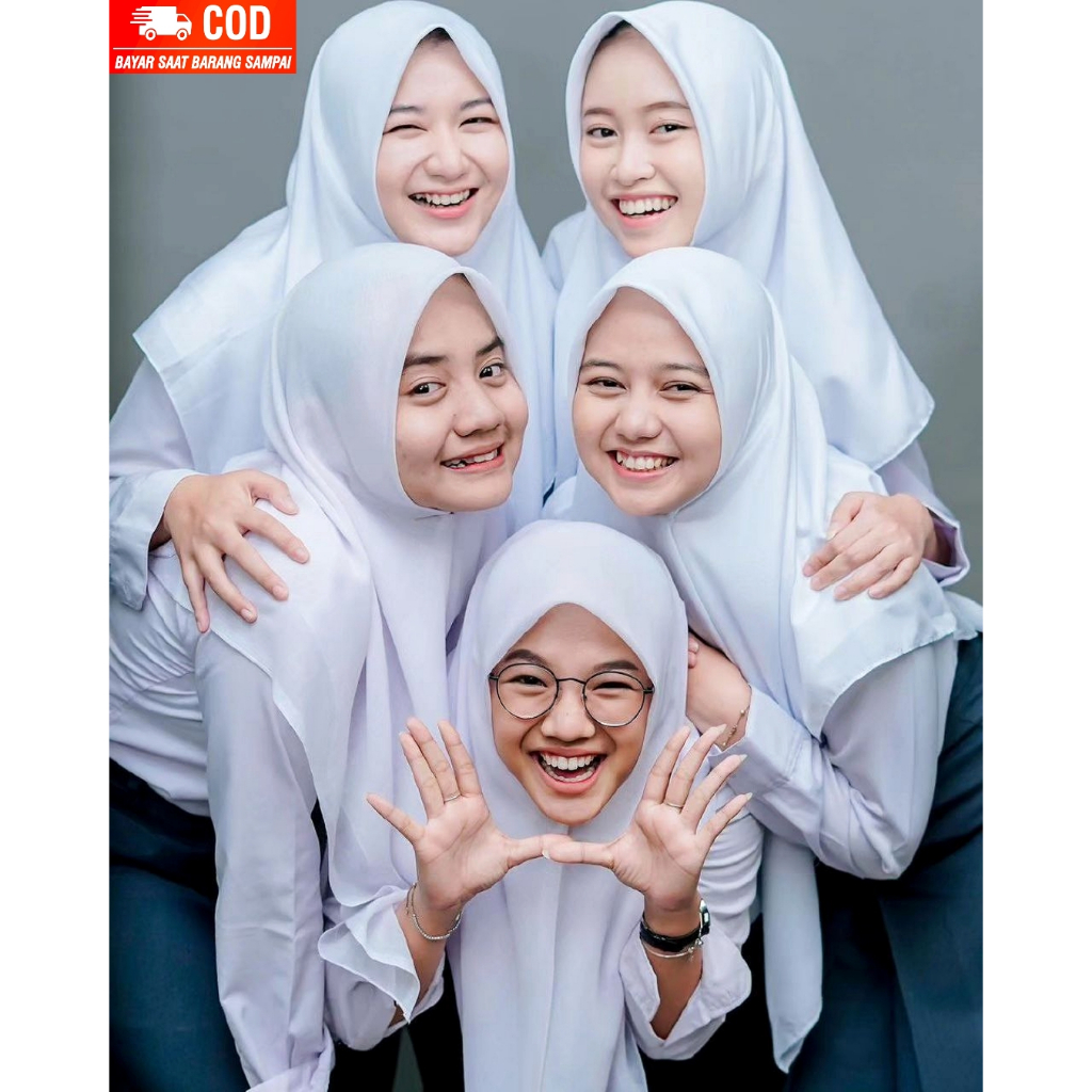 Hijab Sekolah Segi Empat SMP SMA Putih Polos Premium / Kerudung Sekolah Promo Hijab Voal Polos / Seg
