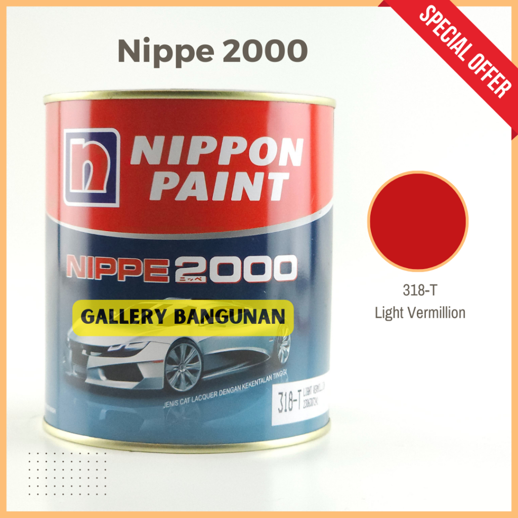 

Nippe 2000 318 T Light Vermillion Cat Kayu Besi NC Nippon Paint Kemasan 1 Liter