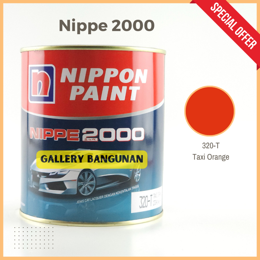 

Nippe 2000 320 T Taxi Orange Cat Kayu Besi NC Nippon Paint Kemasan 1 Liter