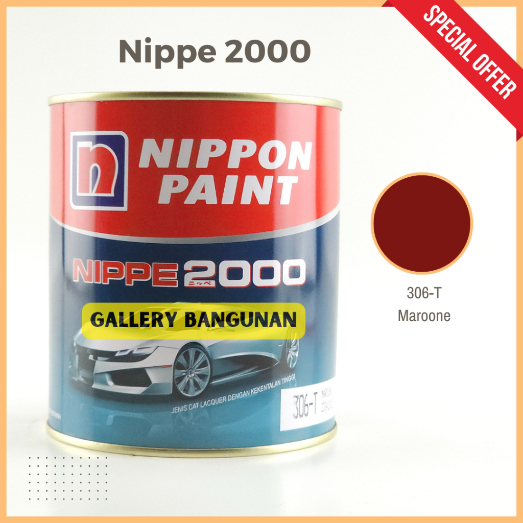 

Nippe 2000 306 T Maroone Cat Kayu Besi NC Nippon Paint Kemasan 1 Liter Maron Marun