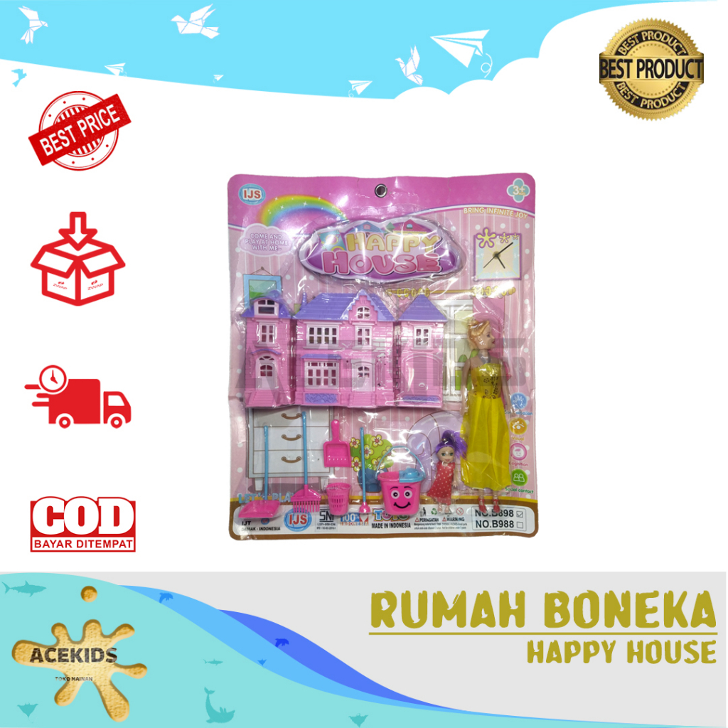 Mainan Anak Perempuan Rumah Rumahan Happy House Boneka Doll Home - B898