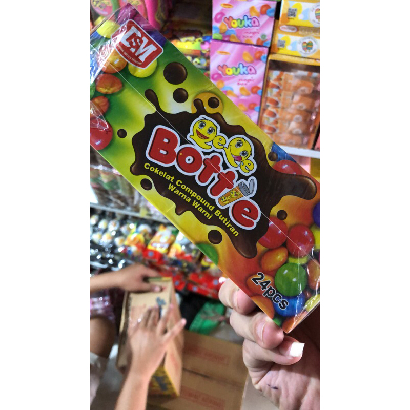 

COKLAT COMPUND BUTIRAN WARNA WARNI SMILE BOTTLE BOX ISI 24PCS