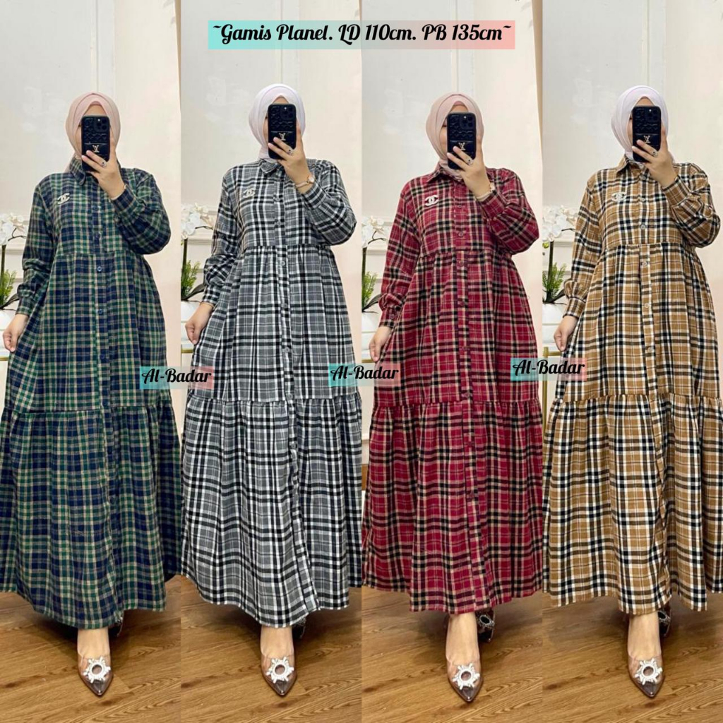 BISA [COD] GAMIS MOTIF KATUN FLANEL KOTAK /KEKINIAN MOTIF KOTAK TER BARU GAMIS FLANEL FREMIUM