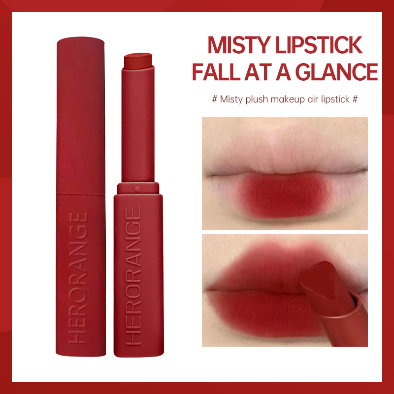 COD❤️HERORANGE Lipstik Matte Lipstik Thin Tube Anti Air Lipstik 6 Warna Merah Coklat Tahan Lama