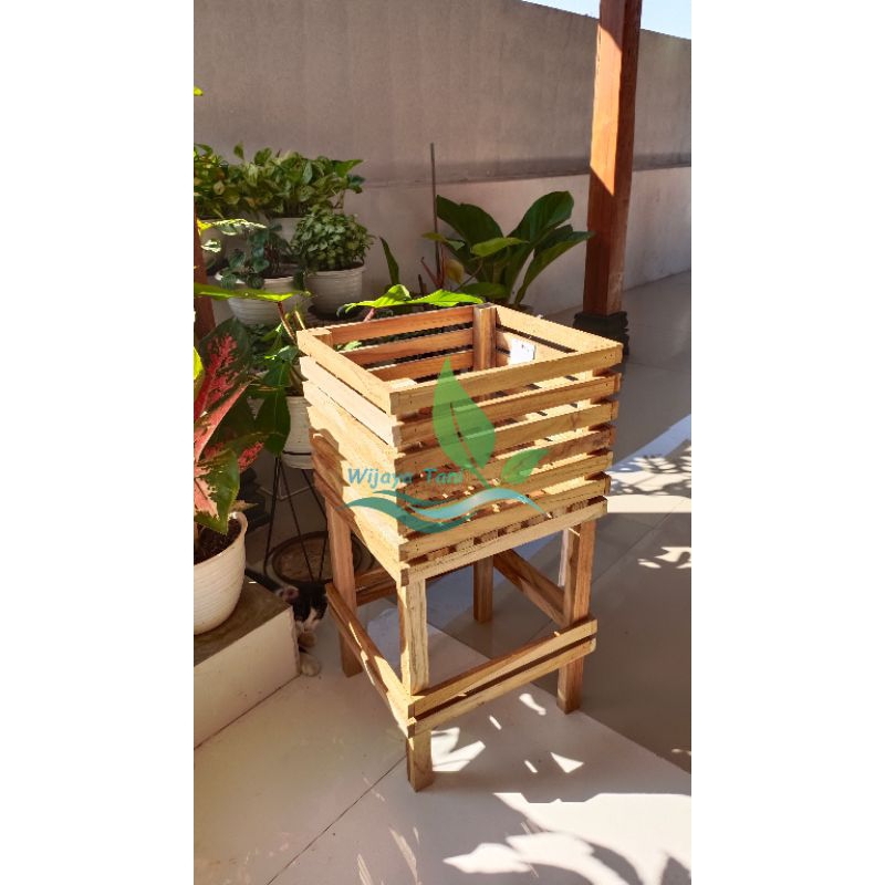 Pot Anggrek 30x30x50 | Pot Kayu Anggrek Kayu Jati Oven | Rak Anggrek Kayu Jati